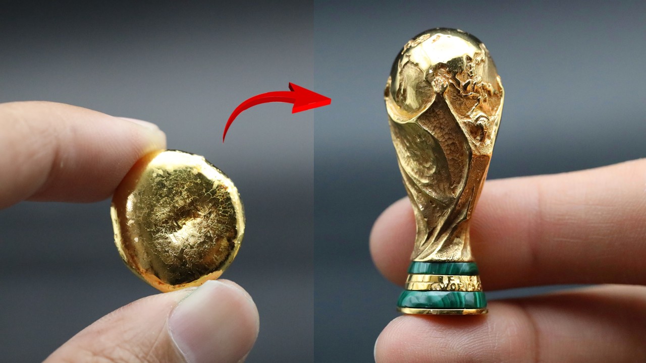 make a mini FIFA World cup trophy out of gold - how to make a small World Cup Trophy from 14k gold - AnifG 썸네일